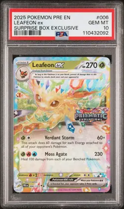 2025 POKEMON PRE EN-PRISMATIC EVOLUTIONS #006 LEAFEON EX PSA 10 - Image 1