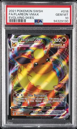 2021 POKEMON SWORD & SHIELD EVOLVING SKIES #018 FULL ART/FLAREON VMAX PSA 10 - Image 1