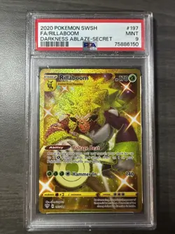 2020 POKEMON SWORD & SHIELD DARKNESS ABLAZE SECRET #197 FULL ART/RILLABOOM PSA 9 - Image 1