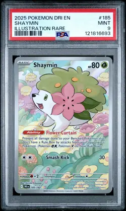 2025 POKEMON DRI EN-DESTINED RIVALS ILLUSTRATION RARE #185 SHAYMIN PSA 9 - Image 1