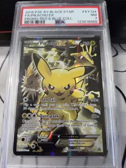2016 POKEMON XY BLACK STAR PROMO RED & BLUE COLL FULL ART/PIKACHU EX PSA 7 - Image 1