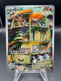 Pokemon TCG Litten Full Art Holo Card 167/162 Temporal Forces Illustration Rare - Image 1
