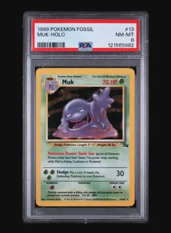 MUK HOLO 13/62 - FOSSIL 1999 POKEMON CARD - PSA 8 NM- MINT - Image 2