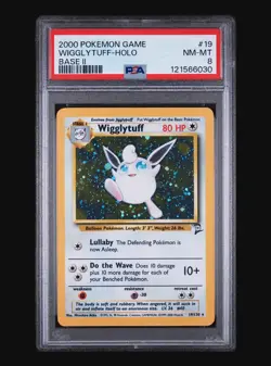 WIGGLYTUFF HOLO 19/130 - 1999 BASE SET 2 POKEMON CARD - PSA 8 NM- MINT - Image 2