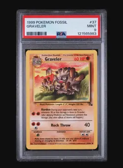 GRAVELER 37/62 - FOSSIL 1999 POKEMON CARD - FRESH SLAB - POP 165 - PSA 9 MINT - Image 2