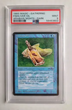MTG Fishliver Oil PSA 9 MINT Vintage Arabian Nights English Magic Card 1993! - Image 1