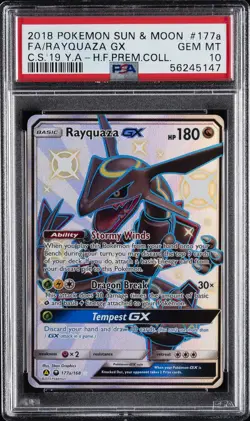 2018 POKEMON SUN & MOON CELESTIAL STORM #177A FULL ART/RAYQUAZA GX PSA 10 - Image 1
