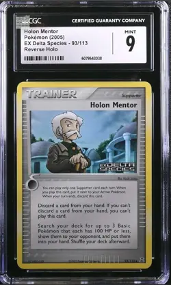 Pokemon Ex Delta Species Holon Mentor 93/113 Reverse Holo Stamped CGC 9 MINT - Image 1