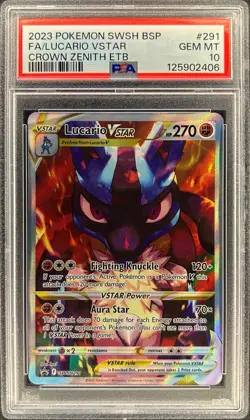 PSA 10 - LUCARIO VSTAR - SWSH291 - CROWN ZENITH ETB PROMO SIR FULL ART SWSH - Image 1