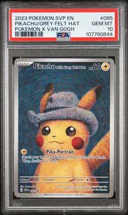 2023 POKEMON SVP EN-SV BLACK STAR PROMO #085 PIKACHU WITH GREY FELT HAT PSA 10 - Image 1