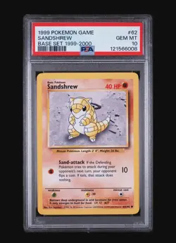 SANDSHREW 62/102 - BASE SET 1999-2000 POKEMON - FRESH SLAB - PSA 10 GEM MINT 💎 - Image 2
