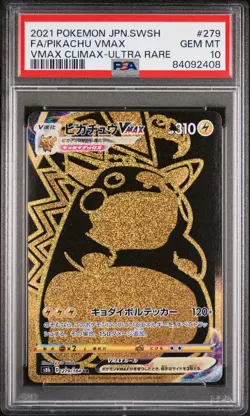 2021 POKEMON JPN SWORD & SHIELD VMAX CLIMAX #279 FULL ART/PIKACHU VMAX PSA 10 - Image 1