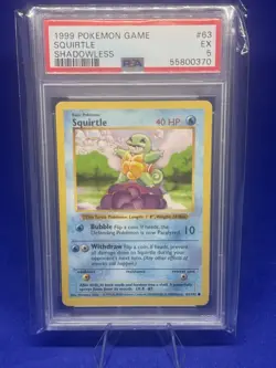 1999 Pokemon Squirtle Base Set Shadowless PSA 5 - WOTC Vintage Card - Image 1