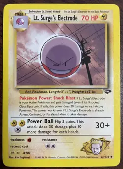 Pokemon TCG - Lt. Surge's Electrode 52/132 Gym Challenge Unlimited Edition MP - Image 1