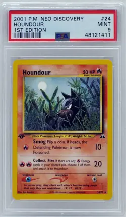 Pokemon 1st Edition Houndour Non Holo 24/75 Neo Discovery PSA 9 MINT - Image 3