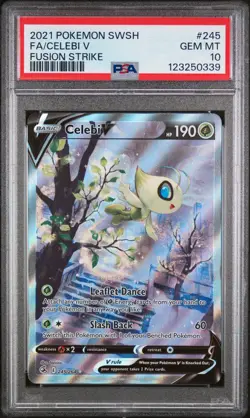2021 POKEMON SWORD & SHIELD FUSION STRIKE #245 FULL ART/CELEBI V PSA 10 - Image 1