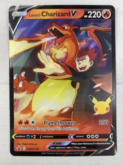 Lance’s Charizard V SWSH133 Pokemon Celebrations Black Star Promo Holo NM - Image 1