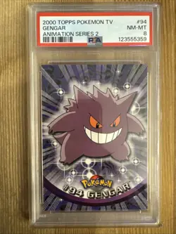 2000 Topps Pokemon TV #94 GENGAR Animation Series 2 Blue Logo PSA 8 - Image 1