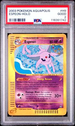 PSA 2 GOOD 2003 Aquapolis Espeon Holo Foil H9/H32 E-Reader Series WOTC Pokemon - Image 1