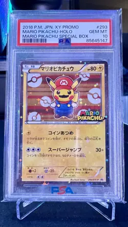 Mario Pikachu Pokemon 2016 Holo Special Promo Japanese 293/XY-P PSA 10 - Image 1
