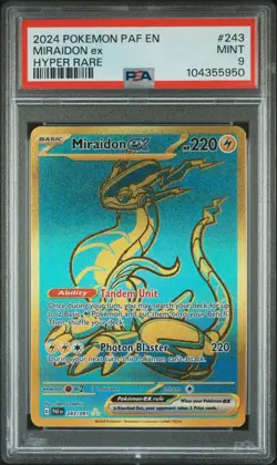 2024 POKEMON PAF EN-PALDEAN FATES HYPER RARE #243 MIRAIDON EX PSA 9 - Image 1