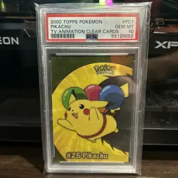 2000 Topps Pokemon Pikachu TV Animation Clear Cards Gem Mint #PC1 PSA 10 - Image 1