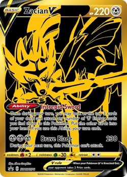 Zacian V SWSH076 SWSH: Sword & Shield Black Sar Promo Gold Pokemon Card - Image 1