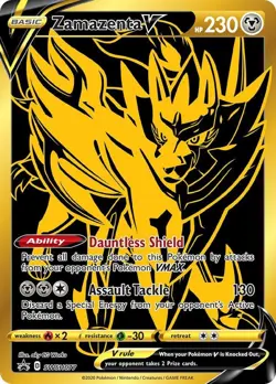 Zamazenta V SWSH077 SWSH: Sword & Shield Black Sar Promo Gold Pokemon Card - Image 1