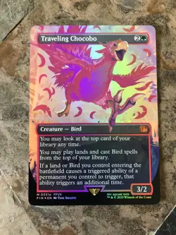 FINAL FANTASY-Neon FOIL Pink-Traveling Chocobo-Alt Art-Read-Watch Item VIDEO ^_^ - Image 1