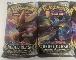 Pokemon TCG Sword And Shield Rebel Clash Booster Pack Art Set x4 Packs - Image 2