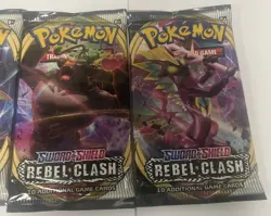 Pokemon TCG Sword And Shield Rebel Clash Booster Pack Art Set x4 Packs - Image 3