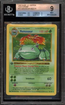 Pokemon Venusaur Base Set Shadowless 1st Edition Holo Rare #15 BGS 9 Mint - Image 1