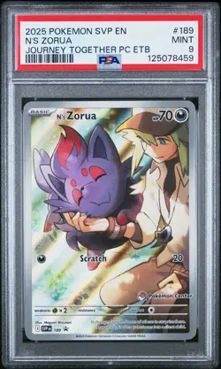2025 POKEMON SVP EN-SV BLACK STAR PROMO #189 N'S ZORUA PSA 9 - Image 1