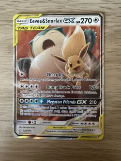 Eevee & Snorlax GX 120/181 Sm-Team Up Holo Near Mint Pokemon - Image 1