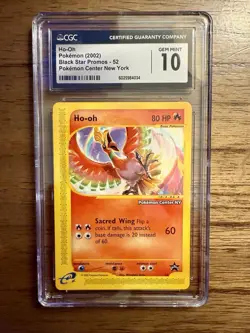 Pokemon TCG Ho-Oh 52 Pokemon Center NY 2002 Promo Stamp CGC GEM MINT 10 - Image 1