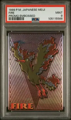 1999 POKEMON JPN MEIJI PROMO EMBOSSED FIRE PSA 9 - Image 1