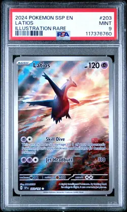 2024 POKEMON SSP EN-SURGING SPARKS ILLUSTRATION RARE #203 LATIOS PSA 9 - Image 1