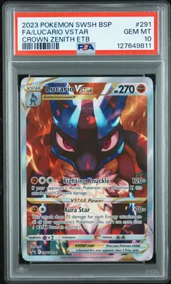 2023 POKEMON SWSH BLACK STAR PROMO #291 FULL ART/LUCARIO VSTAR PSA 10 - Image 1