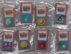 POKEMONT KANTO LEAGUE COMPLETE MOSTLY WHITE FACE SET OF 8 BADGE PINS 2000 - Image 1