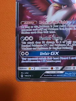 Pokemon Card Honchkrow GX 109/214 Sm-Unbroken Bonds Holo Rare Full Art - Image 5