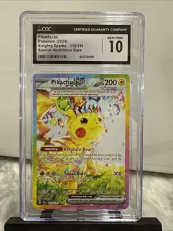 Pokemon Pikachu ex Surging Sparks Special Illustration Rare #238 CGC 10 Gem Mint - Image 1
