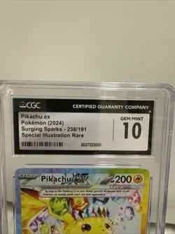 Pokemon Pikachu ex Surging Sparks Special Illustration Rare #238 CGC 10 Gem Mint - Image 2
