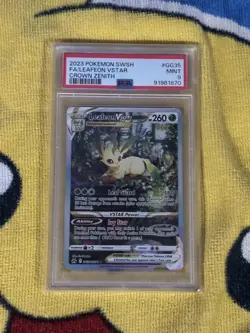2023 POKEMON SWORD & SHIELD CROWN ZENITH #GG35 FULL ART/LEAFEON VSTAR PSA 9 - Image 1