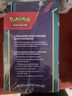 NEW-Pokemon TCG TYRANITAR & IRON VALIANT Collector Chest Tin Lunch Box. - Image 3