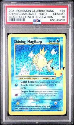PSA 10 Shining Magikarp 66/64 Pokemon Celebrations Classic Collection Holo - Image 1
