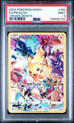 2023 POKEMON SWORD AND SHIELD CROWN ZENITH 160 FULL ART/PIKACHU PSA 9 - Image 1