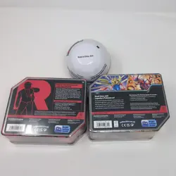 Lot Of 3 Pokemon TCG Tins Team Rocket, Slashing Legends & Pokeball Sealed - Image 2