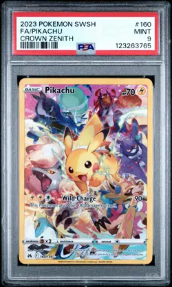 2023 POKEMON SWORD & SHIELD CROWN ZENITH #160 FULL ART/PIKACHU PSA 9 - Image 1