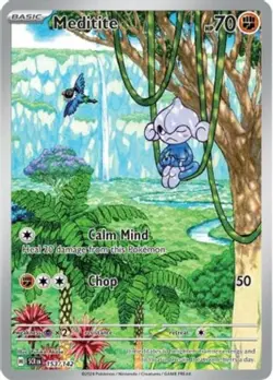 NM-Mint Meditite - 153/142 - Illustration Rare Pokemon Stellar Crown - Image 1