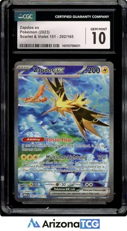 Pokemon 2023 Zapdos ex 202/165 Alt Art SIR Scarlet & Violet 151 GEM MINT CGC 10 - Image 1